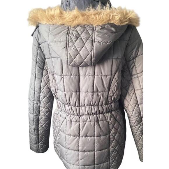 Totes Puffer Coat Weather Stoppers Women M Gray Faux Fur Hood Parka Jacket - Picture 4 of 16